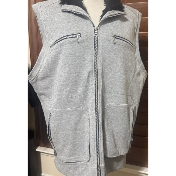 INC International Concepts Grey full zip vest Faux Fur lined Womens sz XL - Picture 5 of 6